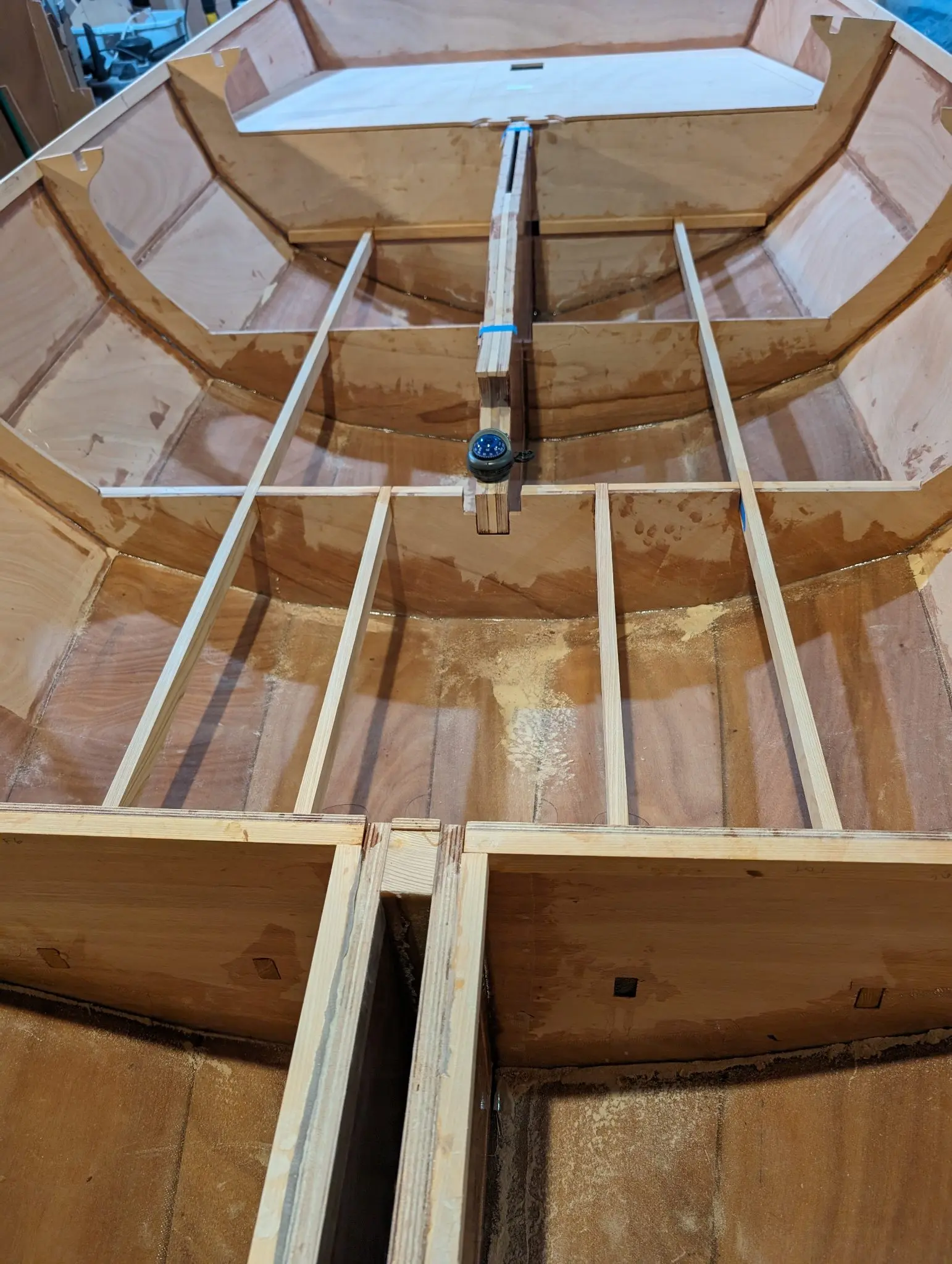 The Guider: Deck cleats and beams installed, dry fitting the deck