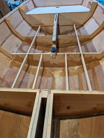 The Guider: Deck cleats and beams installed, dry fitting the deck