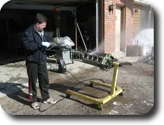 Hot Rod: Chris-Craft 283 rebuild: Pressure washing the engine block