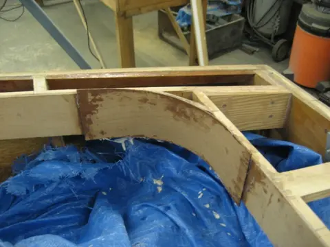 Hot Rod: Carlings and trim: First lamination at center Frame # 4 clamped