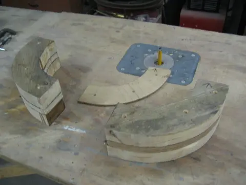 Hot Rod: Carlings and trim: First lamination at center Frame # 4 clamped