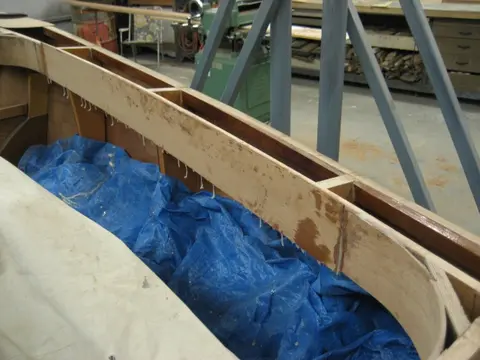 Hot Rod: Carlings and trim: First lamination at center Frame # 4 clamped