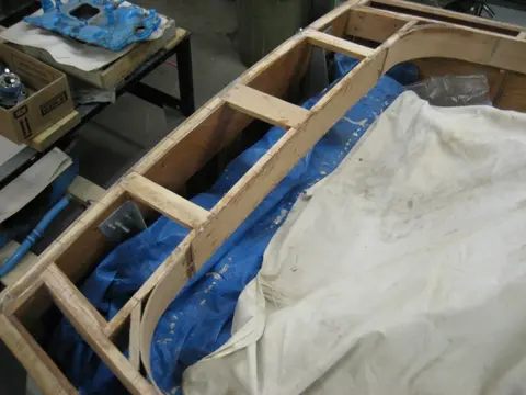 Hot Rod: Carlings and trim: First lamination at center Frame # 4 clamped