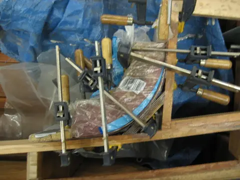 Hot Rod: Carlings and trim: First lamination at center Frame # 4 clamped