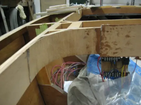 Hot Rod: Carlings and trim: First lamination at center Frame # 4 clamped