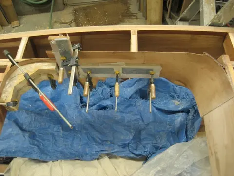Hot Rod: Carlings and trim: We encapsulated the inside dash surface with one layer of two ounce mat followed up with o