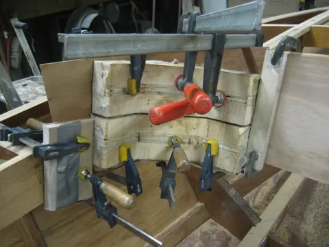 Hot Rod: Carlings and trim: We encapsulated the inside dash surface with one layer of two ounce mat followed up with o