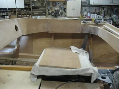 Hot Rod: Carlings and trim: We encapsulated the inside dash surface with one layer of two ounce mat followed up with o