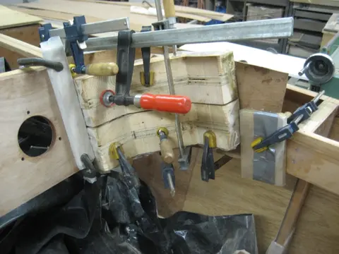 Hot Rod: Carlings and trim: We encapsulated the inside dash surface with one layer of two ounce mat followed up with o