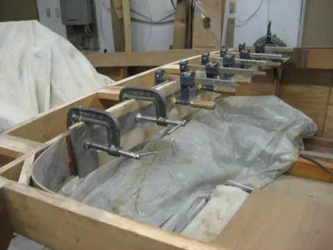 Hot Rod: Carlings and trim: We encapsulated the inside dash surface with one layer of two ounce mat followed up with o