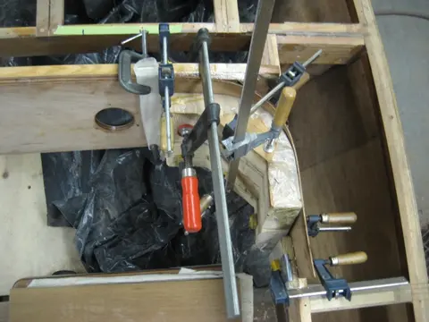 Hot Rod: Carlings and trim: We encapsulated the inside dash surface with one layer of two ounce mat followed up with o