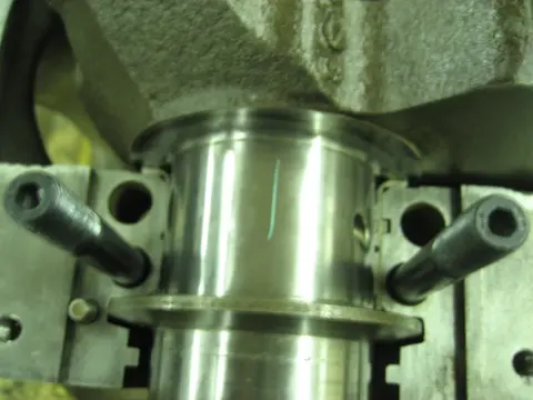Hot Rod: 355 engine: To check the main bearing oil clearance, we cut a plastigauge strip and placed it on the c