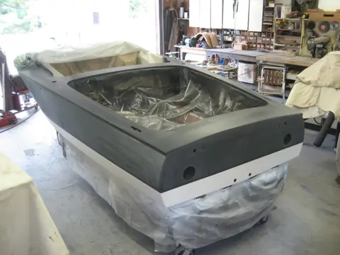 Hot Rod: Deck: A transit level was used to mark a 6" waterline on the hull