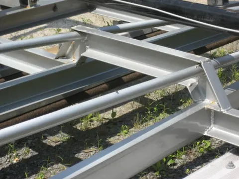 Hot Rod: Trailer: We used the gantry lift to flip the trailer so we could easily weld the trailer tongue jac