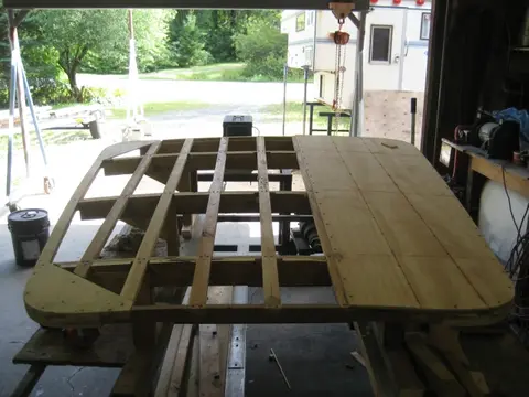 Hot Rod: Tonneau cover: We've removed the tonneau cover from the boat and placed it on our trolley for sheeting an