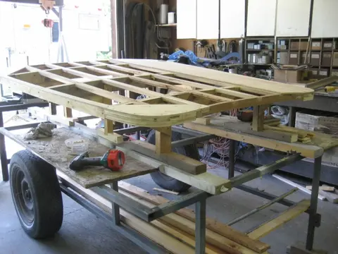 Hot Rod: Tonneau cover: We've removed the tonneau cover from the boat and placed it on our trolley for sheeting an