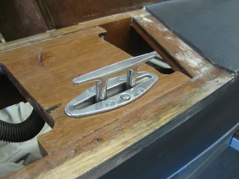 Hot Rod: Deck: Blocking for the pop-up deck cleats was made from 3/4" marine grade plywood