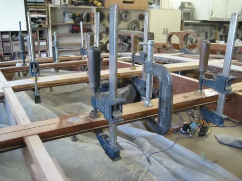 Hot Rod: Deck: Blocking for the pop-up deck cleats was made from 3/4" marine grade plywood