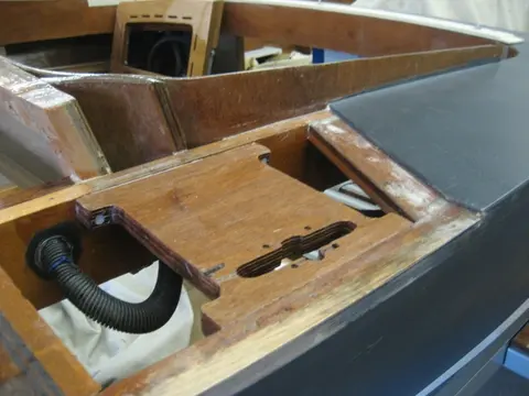 Hot Rod: Deck: Blocking for the pop-up deck cleats was made from 3/4" marine grade plywood