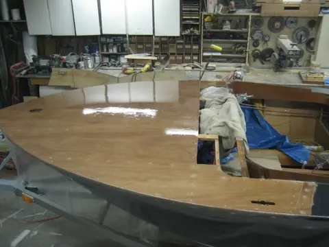 Hot Rod: Deck: Fill coat # 1 : We blocked out the seams with coarse sandpaper and airfiled the surface wi
