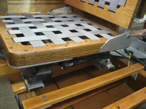 Hot Rod: Seats: The rubber webbing we originally used for the seat base and back was too soft, so we repla