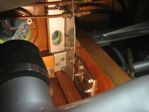 Hot Rod: Cavitation plates: Opening for the thru hull fitting is to the left of exhaust pipe hole