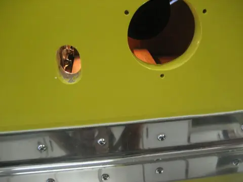 Hot Rod: Cavitation plates: Opening for the thru hull fitting is to the left of exhaust pipe hole