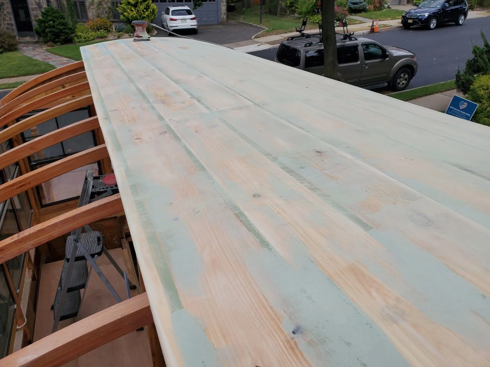 Jersey Girl: This morning, I started to sand down the fairing compound I applied to Jersey Girl’s...