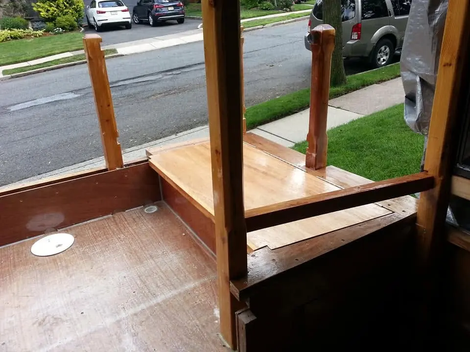 Jersey Girl: Jersey Girl's front porch now has a nice place to sit on the starboard side.
