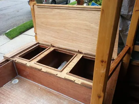 Jersey Girl: Jersey Girl's front porch now has a nice place to sit on the starboard side.