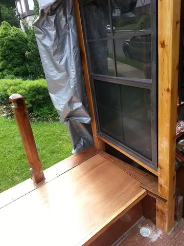 Jersey Girl: Jersey Girl's front porch now has a nice place to sit on the starboard side.