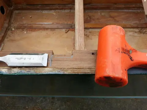 Jersey Girl: Fitting Jersey Girl's first window frame.