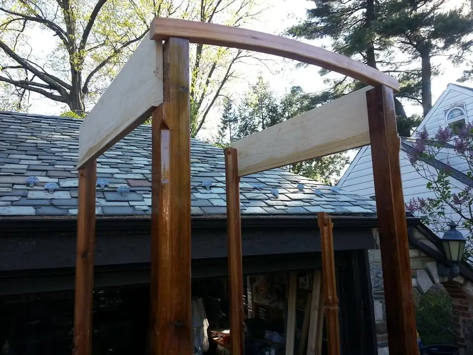 Jersey Girl: Jersey Girl gets fitted for aft deck roof beams.
