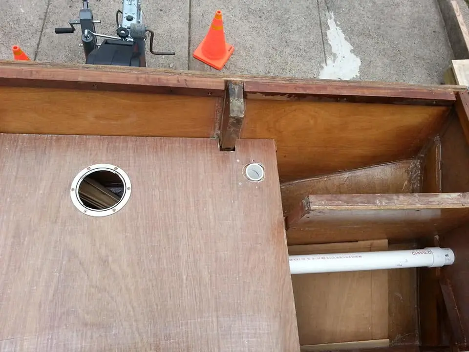 Jersey Girl: I spent the entire day plumbing Jersey Girl's forward deck drainage system.