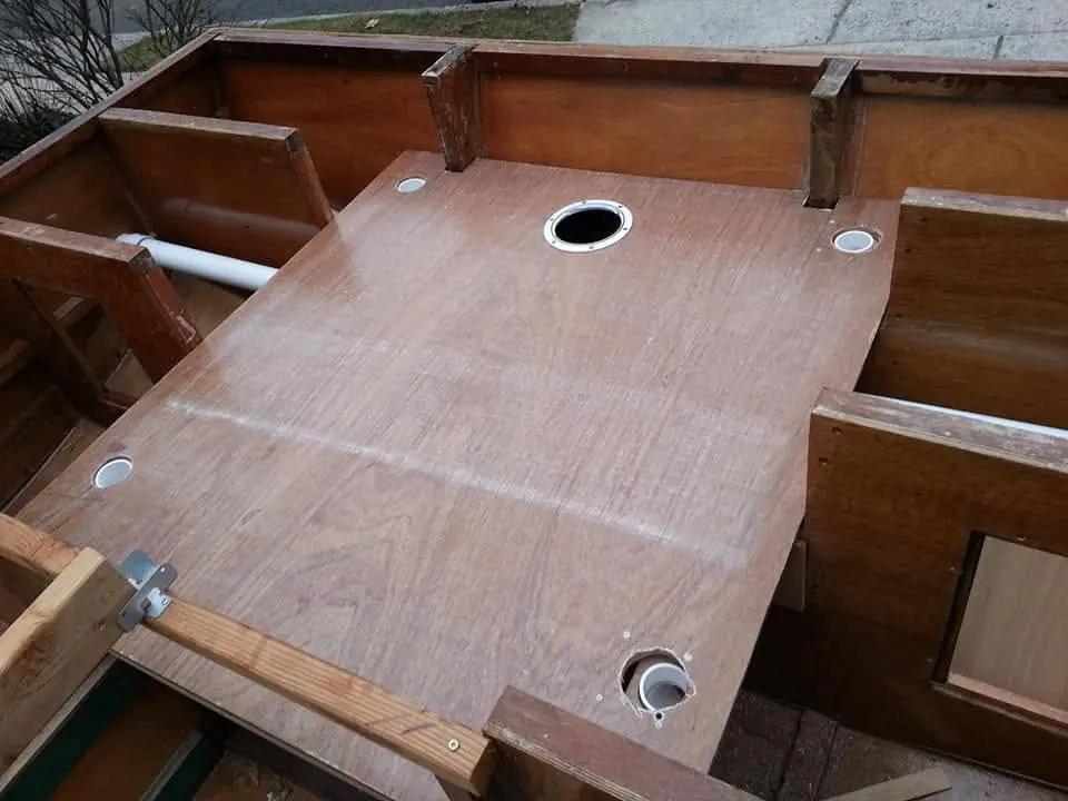 Jersey Girl: I spent the entire day plumbing Jersey Girl's forward deck drainage system.