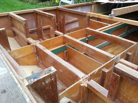Jersey Girl: I'm starting to frame the support timbers for Jersey Girl's recessed fore deck.