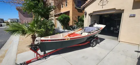 14 Foot Wooden Boat With Electric Motor and a trailer