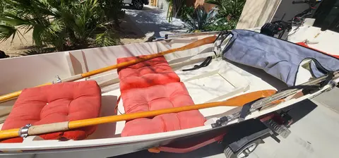 14 Foot Wooden Boat With Electric Motor and a trailer