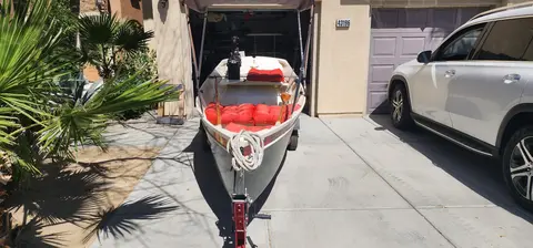 14 Foot Wooden Boat With Electric Motor and a trailer